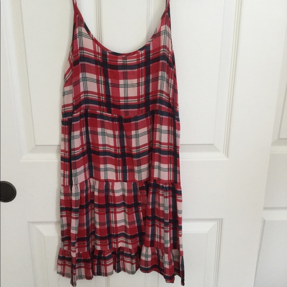 NWOT plaid adjustable spaghetti strap dress